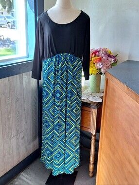 Bob Mackie Wearable Art Geometric Maxi Dress, Size Large, RN#90133, NWT